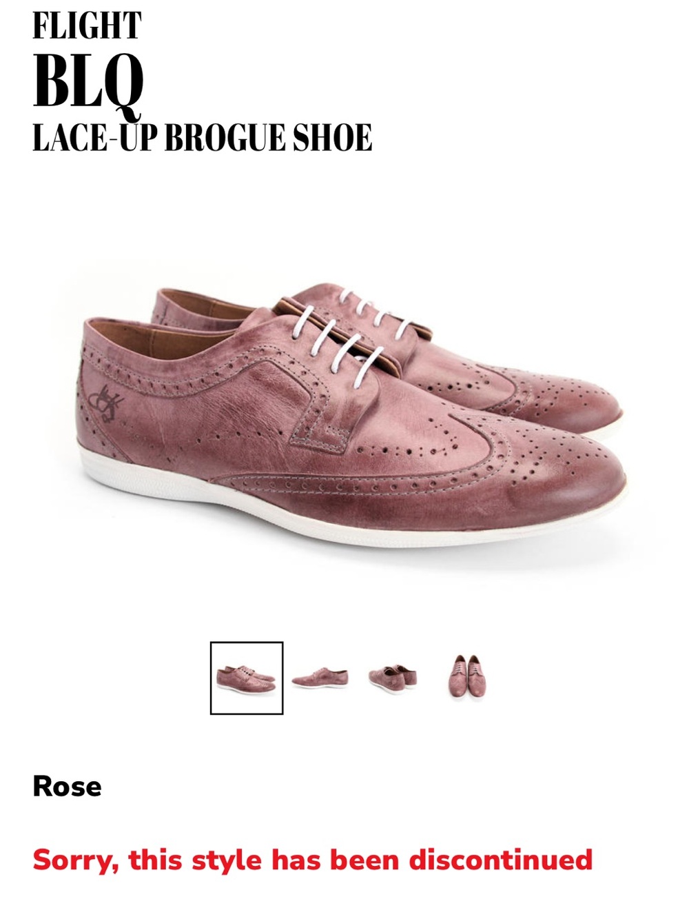 John Fluevog Flight BLQ Lace Up Brogue Shoe in Rose Leather. Size 42